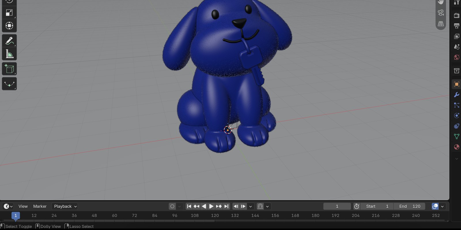 The same mascot being built in Blender's viewport
